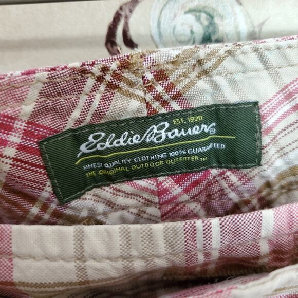 Eddie Bauer Women's Pink Plaid Retro Shorts Size 6 Wide Waist Zip Summer Style - Picture 4 of 5